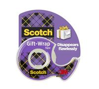 Scotch GiftWrap Tape on a Dispenser - 1 Roll - 19 mm x 16.5 m - Satin-Finish Clear Tape to Use on Gift Wrapping Paper