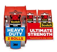 Scotch Heavy Duty Packaging Tape, 1.88" x 22.2 yd, Designed for Packing, Shipping and Mailing, Strong Seal on All Box Types, 1.5" Core, Clear, 3 Rolls with Dispenser (142-3)
