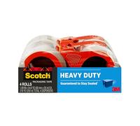 Scotch Heavy Duty Packaging Tape, 1.88" x 54.6 yd, Designed for Packing, Shipping and Mailing, Strong Seal on All Box Types, 3" Core, Clear, 4 Rolls (3850-4RD)