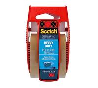 Scotch Heavy Duty Packaging Tape, Brown, 48 mm x 20.3 m, 1 Roll on Handheld Dispenser + 1 Refill Roll/Pack