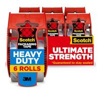 Scotch Heavy Duty Shipping Packaging Tape, 1.88 inches x 800 inches, 6 Rolls with Dispenser, 1.5 inch Core (142-6)