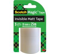 Scotch Invisible Tape, 3 Refill Rolls 19 mm x 25 m, perfect for schools, home an