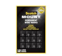 Scotch Large Wire Hooks Adhesive Clear 78mm 12/Pack - Suitable for Hanging Items up to 4.5kg - Damage Free