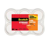 Scotch Long Lasting Storage Packaging Tape, 1.88" x 54.6 yd, Designed for Storage and Packing, Stays Sealed in Weather Extremes, 3" Core, Clear, 6 Rol