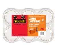 Scotch Long Lasting Storage Packaging Tape, 1.88" x 54.6 yd, Designed for Storage and Packing, Stays Sealed in Weather Extremes, 3" Core, Clear, 6 Rolls (3650-6)