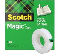 Scotch Magic Tape, 1 Roll, 12 mm x 33 m - General Purpose Sticky Tape for Document Repair, Labelling & Sealing