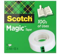 Scotch Magic Tape, 1 Roll, 25 mm x 66 m - General Purpose Sticky Tape for Document Repair, Labelling & Sealing