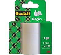 Scotch Magic Tape, 3 Refill Rolls, 19 mm x 25 m | General Purpose Sticky Tape for Document Repair, Labelling and Sealing; Matte-Finish, Invisible and Writable on