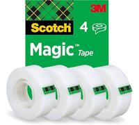 Scotch Magic Tape, 4 Rolls, 19 mm x 33 m - General Purpose Sticky Tape for Document Repair, Labelling & Sealing