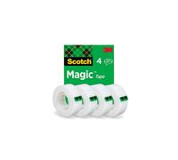 Scotch Magic Tape, 4 Rolls , 19 mm x 33 m - Invisible Tape, For Christmas Gift Wrapping, Labelling Christmas Cards and Presents, Essential Christmas