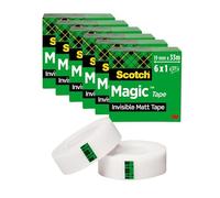 Scotch Magic Tape, 6 Rolls, 19 mm x 33 m | General Purpose Sticky Tape for Document Repair, Labelling and Sealing; Matte-Finish, Invisible and Writable on