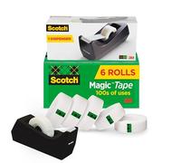 Scotch Magic Tape, 6 Rolls with Dispenser, Numerous Applications, Invisible, Engineered for Repairing, 3/4 x 1000 Inches, Boxed (810K6C38)