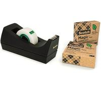 Scotch Magic Tape Dispenser Set C38 Black 19 mm x 0.033 m Small Core Plastic