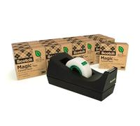 Scotch Magic Tape, Made With Plant Based Materials, 19 mm X 33 M, 14 Rolls/pack + Free Scotch Dispenser C38, Black