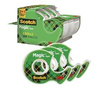 Scotch Magic Tape, Promo Pack, 2 Rolls on Handheld Dispenser + 1 Free, 19 mm x 7.5 m - General Purpose Sticky Tape for Document Repair, Labelling & Sealing