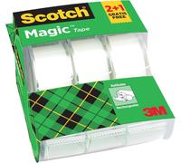 Scotch Magic Tape, Promo Pack, 2 Rolls on Handheld Dispenser + 1 Free, 19 mm x 7
