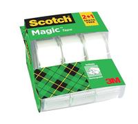 Scotch Magic Tape, Promo Pack, 2 Rolls on Handheld Dispenser + 1 Free, 19 mm x 7.5 m - General Purpose Sticky Tape for Document Repair, Labelling & Sealing
