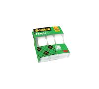 Scotch Magic Tape, Promo Pack, 2 Rolls on Handheld Dispenser + 1 FREE, 19 mm x 7.5 m - Invisible Tape, For Christmas Gift Wrapping,Labelling Christma