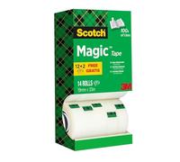 Scotch Magic Tape Transparent 19 mm x 33 m PP (Polypropylene) Pack of 14