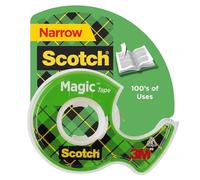 Scotch Magic Tape with Dispenser, Narrow Width, Engineered for Office and Home Use, Matte Finish, 1/2 x 800 Inches (119)