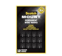 Scotch Medium Wire Hooks Adhesive Clear 62 mm 12/Pack - Suitable for Hanging Items up to 2kg - Damage Free