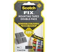 Scotch Mount Removable Squares 12.7x12.7mm each, 64 squar/pack | Gray color | Holds up 225gr per square | Good Strength | Multiple Applications | Multi-Surface | No Tools | Double Sided Adhesive Tape