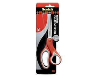 Scotch Multi-Purpose Stainless Steel Scissors, 8 Inches, Red & Gray, Great for Home, School and Office