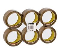 Scotch Packaging Tape Box Sealing Tape Brown 50 mm (W) x 66 m (L) PP (Polypropylene) 371 Pack of 6