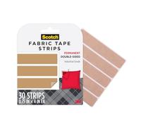 Scotch Permanent Fabric Tape Strips, 0.75 in. x 4 in., Machine Washable, Perfect Hemming Tape for DIY and Crafting, 1-Pack, 30 Strips