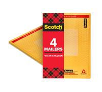 Scotch Plastic Bubble Mailer 10.5 in x 15.25 in Size 5 Yellow 4-Pack