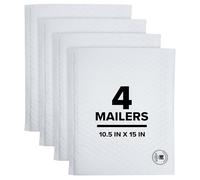 Scotch Poly Bubble Mailer, White, Large, Size 5, Inner Dimensions 10.5 in x 15 in, Made from 50% Recycled Plastic