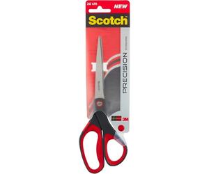 Scotch Precision Office Scissors with Stainless Steel Blades - 20 cm - Ideal for Precise Cutting, Good for Right Hand Use and Left Hand Use - Grey/Red Colour (Pack of 5)