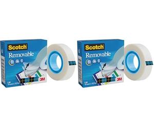 Scotch Removable Magic Tape 1 Roll 19 mm x 32.9 m - Repositionable Tape for Document Repair, Labelling & Sealing (Pack of 2)