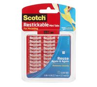 Scotch Restickable Squares, 0.5"x0.5", 72 Count, Clear Double-Sided Mounting Pre-Cut Squares, Remove Cleanly, Photo-Safe Adhesive, Mess-Free Applicati