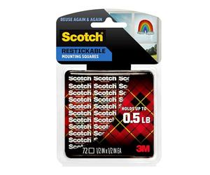 Scotch Restickable Tabs, 12.7mm x 12.7mm (R103) - 1 pack, 72 tabs per pack