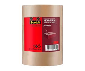 Scotch Secure Seal Packaging Tape Brown 50 mm x 66 m 3 Rolls/Pack - Ideal for Packing Boxes and Parcels