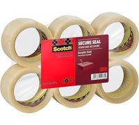 Scotch Secure Seal Packaging Tape Transparent 50 mm x 66 m 6 Rolls/Pack - Ideal for Packing Boxes and Parcels