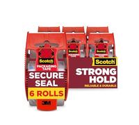 Scotch Secure Seal Packing Tape, Ultra Clear, Reliable and Durable Seal, 1.88 in x 800 in., 6 Packaging Rolls with Dispensers