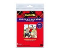 Scotch Self-Seal Glossy Document or Photo Laminating Pouches, 5 x 7 Inches, 5-Pack