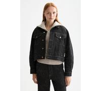 Scotch & Soda Black Denim Textured Oversized Jacket - Black Snow size M | Denim Jackets Outlet | Women | Blue M