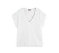 Scotch & Soda Women's Slub V-Neck T-Shirt, White, XL