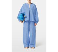 Scotch & Soda Cotton Linen Bib Shirt Blue And White Pin Stripe size 40 | Blouses Outlet | Women | White 40