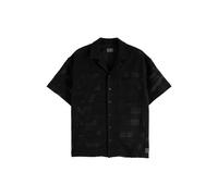 Scotch & Soda Crochet Short-sleeved Relaxed-fit Shirt Washed Black size S | Casual Shirts Outlet | Men | Black