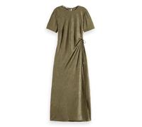 Scotch & Soda Crushed Satin Wrap Dress Women's Casual Dress, Washed Military, 14