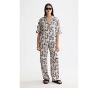 Scotch & Soda Gia - Mid Rise Wide Leg Elasticated Trousers Art Dept Collag size L/32 | Wide Pants Outlet | Women L/32