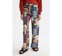 Scotch & Soda Gia - Mid Rise Wide Leg Elasticated Trousers Art Dept Collag size M/32 | Wide Pants Outlet | Women M/32