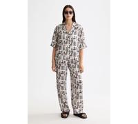 Scotch & Soda Gia - Mid Rise Wide Leg Elasticated Trousers Art Dept Collag size XS/32 | Wide Pants Outlet | Women XS/32