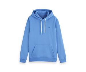 Scotch & Soda Mens Essential Badge Logo Hooded Sweatshirt, Blue Bonnet, XL UK