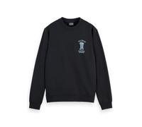Scotch & Soda Men's Left Chest Artwork Crew Neck Sweatshirt, black, XL