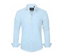 Scotch & Soda Men's Light Blue Modern Fit Dress Shirt, Light Blue, 17.5" Neck